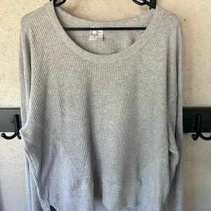 OFFLINE AERIE Gray Ribbed Long Sleeve Top